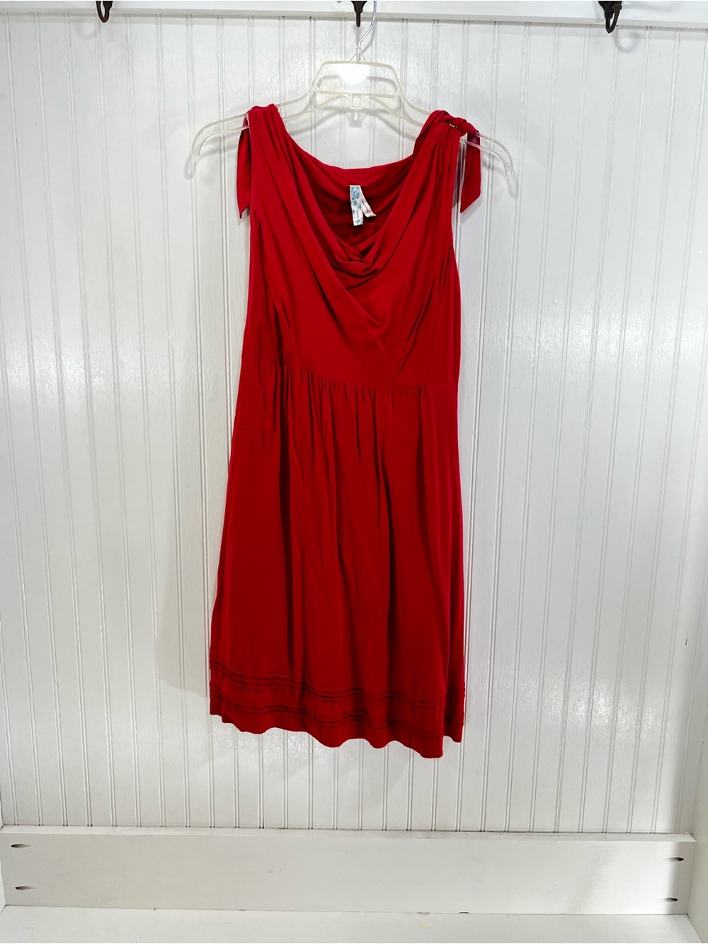 Maeve Sleeveless Draped Neck Mini Dress Coral Size 2